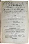 JOHNSON, SAMUEL.   A Dictionary of the English Language . . . Seventh Edition, corrected by the Author.  2 vols.  1783.  Needs rebindin